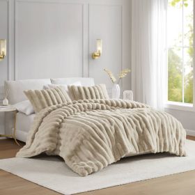 Ultrasoft Faux Fur Ribbed Comforter Set Full/Queen
