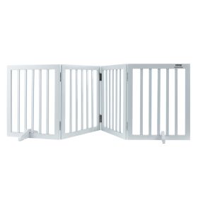 VEVOR Freestanding Pet Barrier, 24" Height x 80.3" Width, 4-Panel Folding Dog Gate for Various Openings