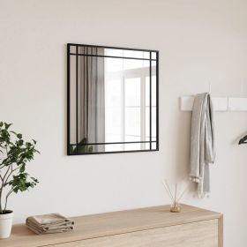 Wall Mirror Black Glass 19.7x19.7 in Minimalistic Wall Mirror