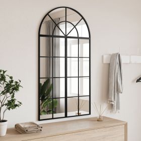 Wall Mirror Black Glass, Powder-coated iron 23.6 x 43.3 in