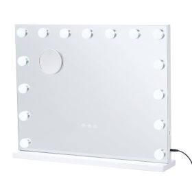 VEVOR Hollywood Vanity Mirror With Lights,15 Dimmable Bulbs &3 Color Lighting Modes, Makeup Mirror w/ Detachable 5X Magnification,USB Port