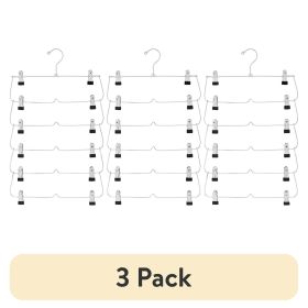 (3 pack) 6-Tier Pant & Skirt Hanger, Heavy Duty Chrome Metal, Space Saving, 1 Count