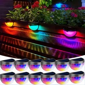 12/6 Solar Fence Lights, Solar Platform Lights, Solar Wall Lights, Rechargeable Solar Cells, Suitable For Front Porches, Security Lights, Wall In (Option: Colorful-12PCS)