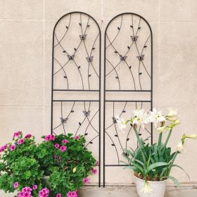 2 Pack Metal Garden Trellis 71" X 19.7" Rustproof Trellis For Climbing Plants Outdoor Flower Support Butterfly Deco Black (Option: black)