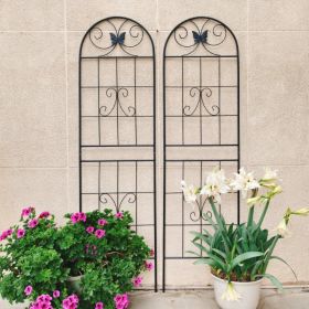 2 Pack Metal Garden Trellis 71" X 19.7" Rustproof Trellis For Climbing Plants Outdoor Flower Support Black (Option: black)