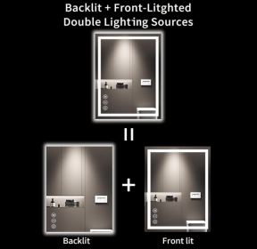 Triple Color Temperature/LED/RGB Smart Touch Control Bathroom Mirror with Tempered Glass, Adjustable Light, Fog & Shatterproof, Memory Function (S3R13874UL55"x30": S3 R24192UL96"x36")