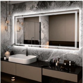 Triple Color Temperature/LED/RGB Smart Touch Control Bathroom Mirror with Tempered Glass, Adjustable Light, Fog & Shatterproof, Memory Function (S3R13874UL55"x30": S3R13874UL55"x30")