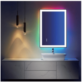 Triple Color Temperature/LED/RGB Smart Touch Control Bathroom Mirror with Tempered Glass, Adjustable Light, Fog & Shatterproof, Memory Function (S3R13874UL55"x30": S3R151101UL60"x40")