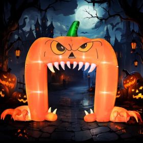 12FT Halloween Inflatables Decoration Giant Ghost With 3-Colored Flame Rotation LED Light Spooky Halloween Decorations Outdoor Blow Up Yard Decor (Option: PumpkinFaceArchway)